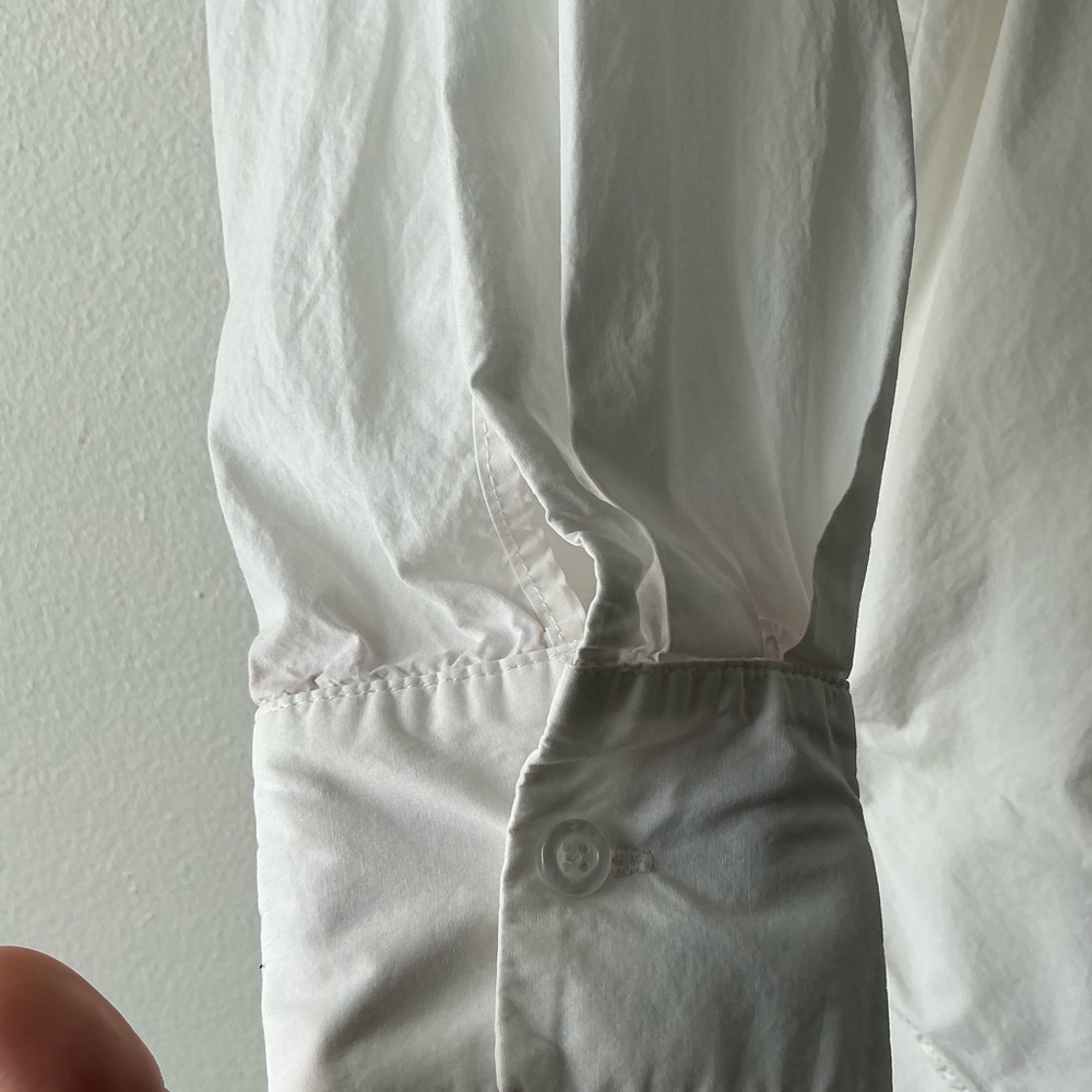 Mable white Button Down Shirt Dress Cinched Waist Long Sleeve Size: Small - Picture 5 of 15